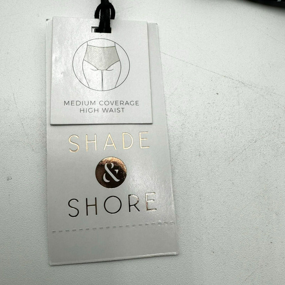 SHADE &‎ SHORE | NEW Small Caged High Waist Bikini Bottom Black White Stripe - Picture 4 of 7